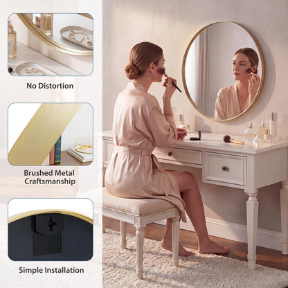 Round Wall Mirror 24 Inch (Gold / 20"L x 20"W / Concave-Circle)