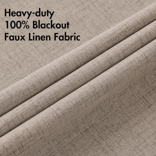 100% Blackout Linen Curtains for Bedroom 52x96 Inches Linen (Linen / 52"W x 96"L (Pack of 2))