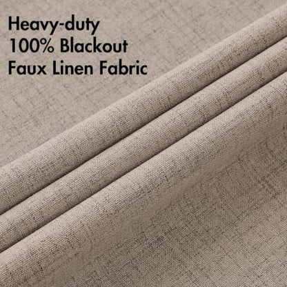 100% Blackout Linen Curtains for Bedroom 52x96 Inches Linen (Linen / 52"W x 96"L (Pack of 2))