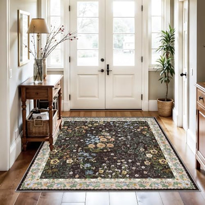 5x5 Living Room Area Rug Washable (Brown / 5x5)