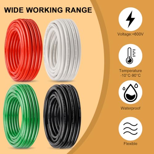 6 AWG White Black and Red with 8 AWG Green THHN Wire