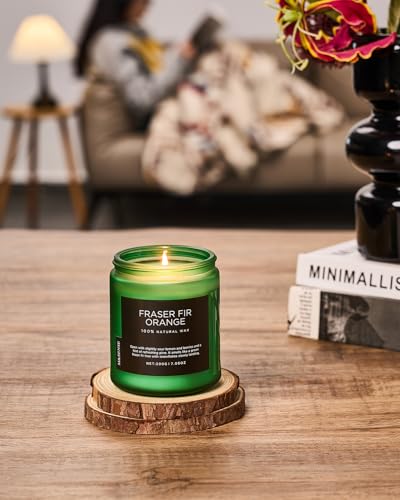 Fraser Fir Orange Non Toxic Christmas Scented Candles 11.6Oz 70H (Small Jar / Fraser Fir Orange)