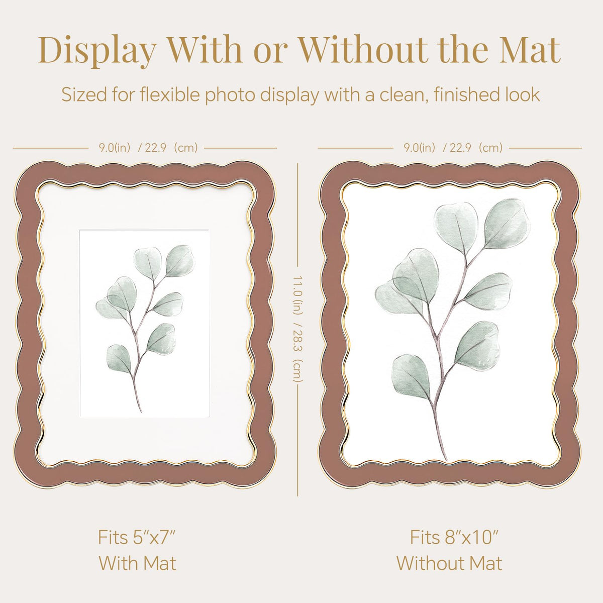 8x10 Scalloped Wavy Metal Picture Frame (Dusty Mauve / 8x10)