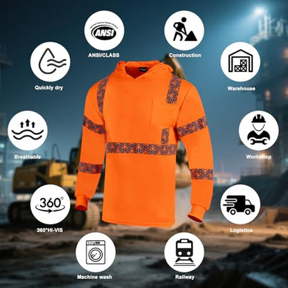 2PCS High Visibility Reflective Safety Shirts with Hood
