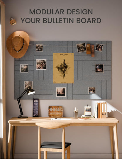 Felt Bulletin Board & Cork Board Alternative 36'' x 24'' (Slate Gray-1 / Bold-stripe 6-pack)