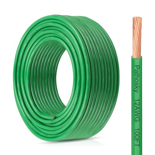 THHN Wire 12 Gauge 100FT Stranded Copper Electrical Building Wire 600V with Nylon Sheath & PVC Insulation (Green / 12AWG 100FT)