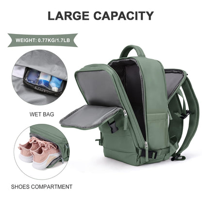 Travel Backpack For Women Men (Olive Green / 25 liters)