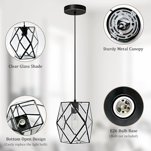 Geometric Glass Pendant Light (Black - Style 1)