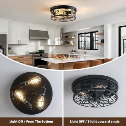 12.6" Gold Accent Flush Mount Ceiling Light