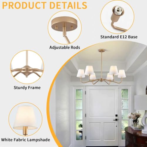 6 Light Gold Chandelier for Dining Room Light Fixture