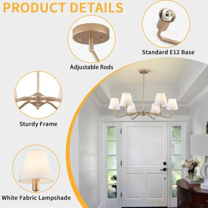 6 Light Gold Chandelier for Dining Room Light Fixture