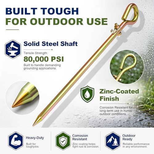 Portable Ground Rod Grounding Pin with Ground Wire Lug