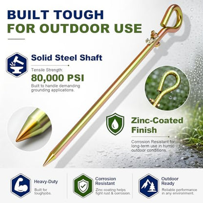 Portable Ground Rod Grounding Pin with Ground Wire Lug