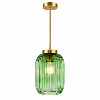 2 Pack Dark Green Ribbed Glass Lamp Shade (Green)