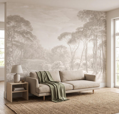 Beige Forest Landscape Wallpaper Peel and Stick (Sa Mural 13 / 157" x 110")
