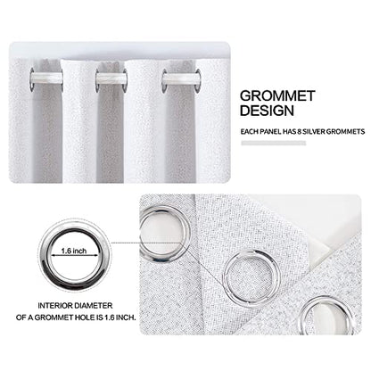 100% Blackout Linen Curtains for Bedroom 52x63 Inches Grayish White (Grayish White / 52"W x 63"L (Pack of 2))
