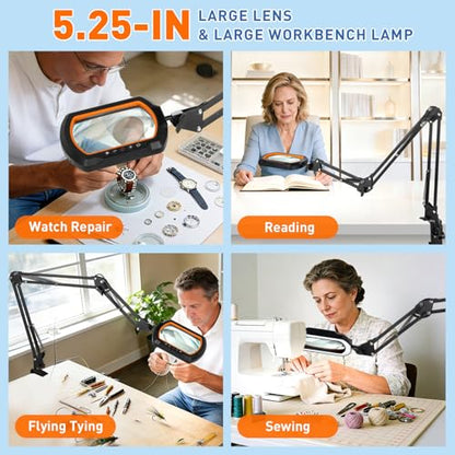 12X Ultra Long Magnifying Glass with Light and Clamp
