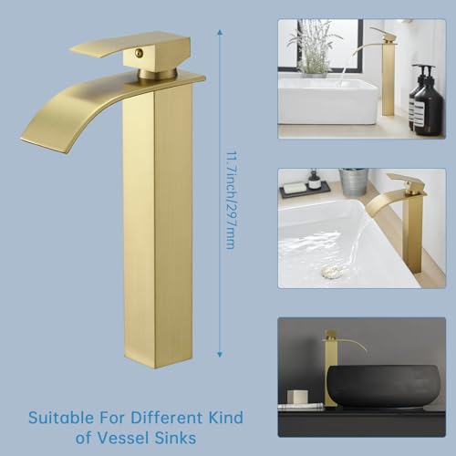 Tall Bathroom Faucet Vessel Sink Faucet with Drain