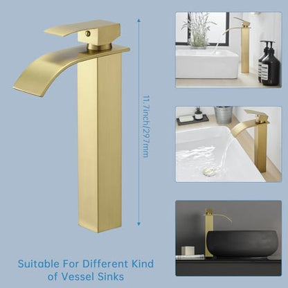 Tall Bathroom Faucet Vessel Sink Faucet with Drain