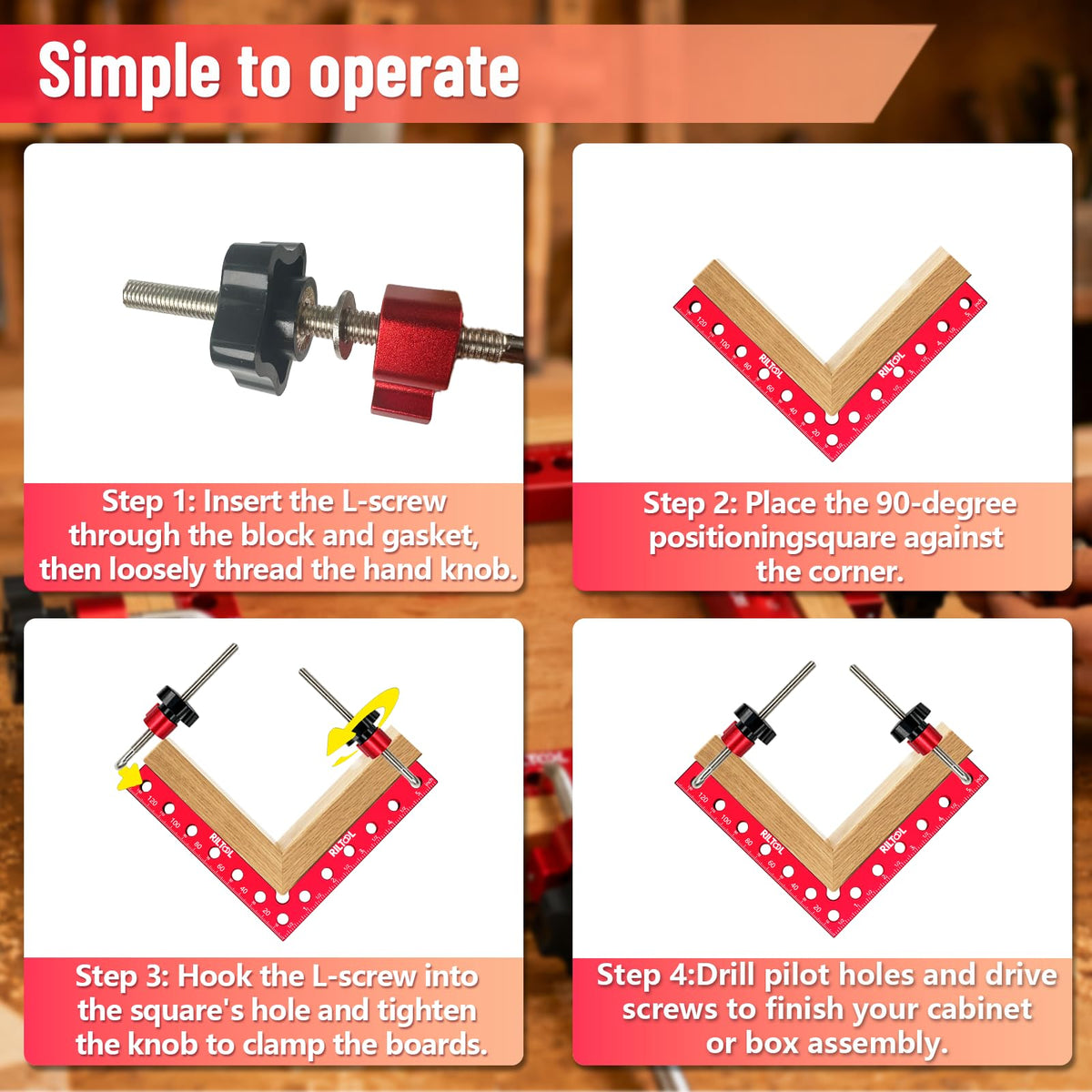 12Pcs Corner Clamps for Woodworking (Red)