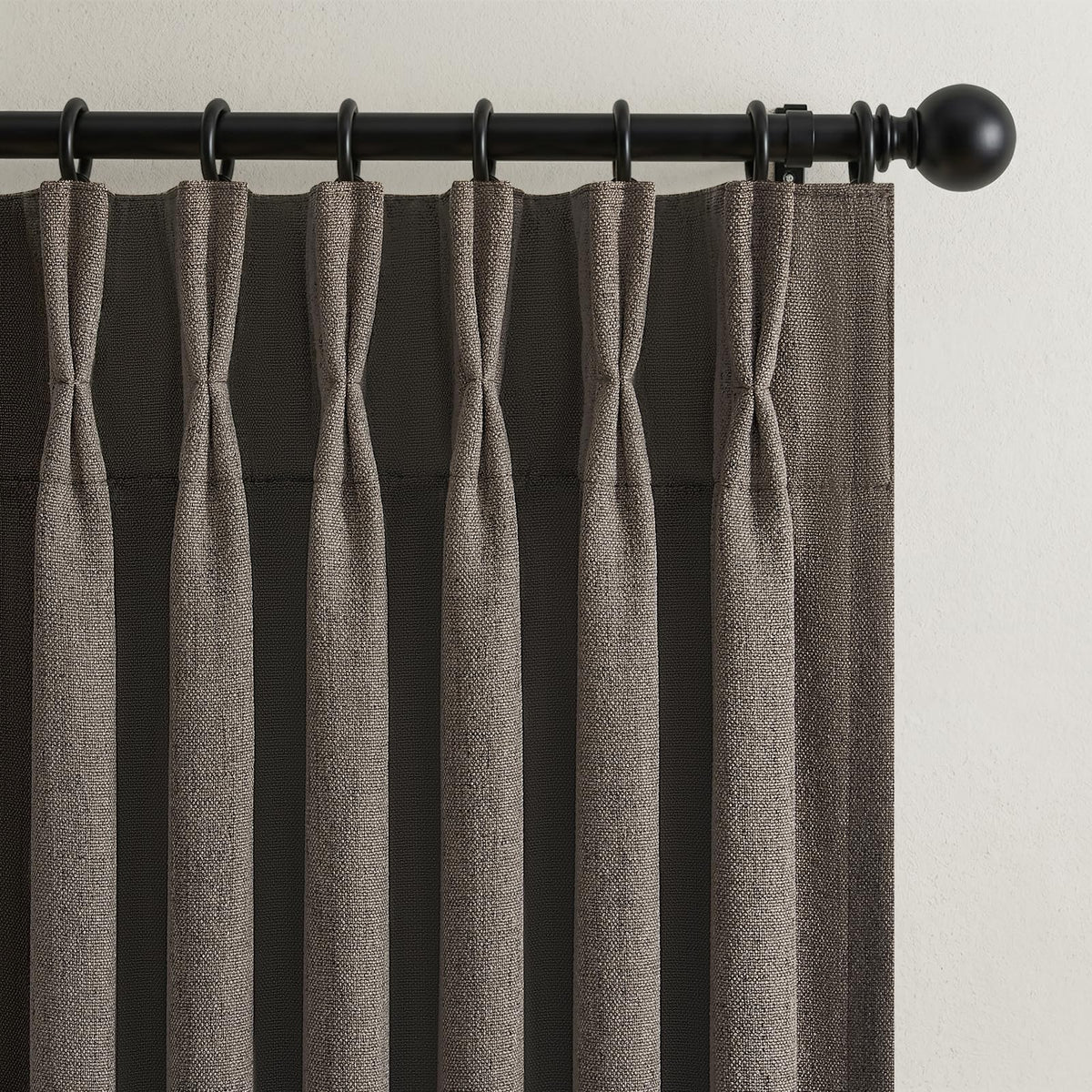 Pinch Pleated Linen Curtains Blackout 96 Inch Long 2 Panels (Chocolatetart / 50"W x 96"L (Pack of 2))