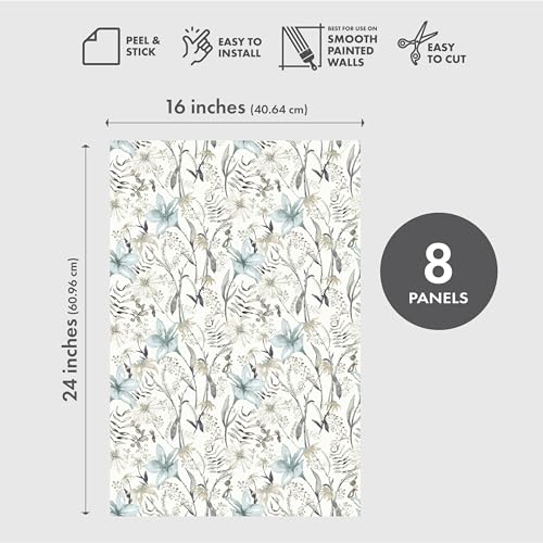 Peel and Stick Wallpaper Panels 8 Pack 16 x 24 in Design for Home Decor Bathroom Decor Bedroom Decor and Accent Wall Decor