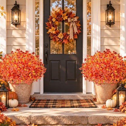 24Pcs Artificial Fall Flowers for Outdoors UV Resistant Decor