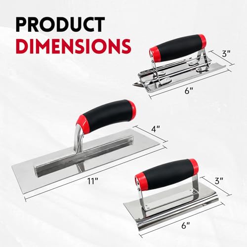 3 Pack Stainless Concrete Finishing Trowel set