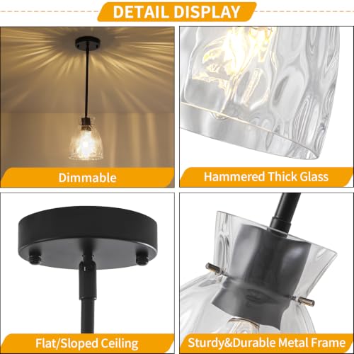 Pendant Lights Kitchen Island Modern Hammered Glass Hanging Pendant Light