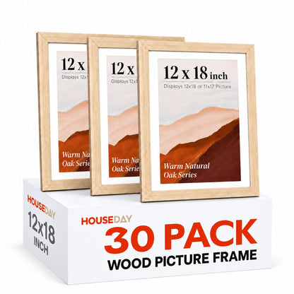 30Pack 12x18 Poster Frame 12x18 Frame Light Oak Solid Wood (White Oak / 12x18)