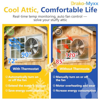 Upgraded Attic Fans Adjustable Thermostat