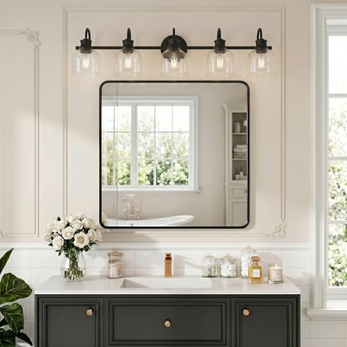 5 Lights 40" Bathroom Vanity Light Fixtures (Black / 5 Lights)