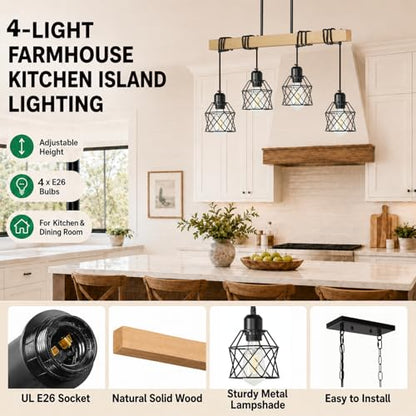 4 Light Farmhouse Kitchen Island Lighting (4-Light)