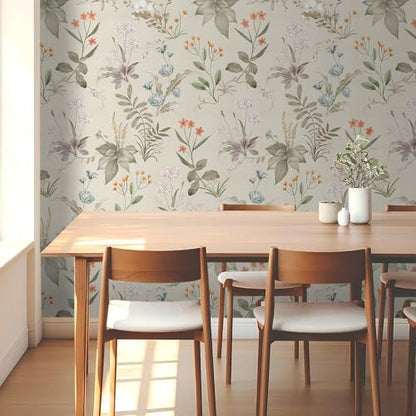 Peel and Stick Wallpaper Black Floral Self Adhesive Vinyl Wallpaper Waterproof Vintage Decor Wallcovering for Bedroom