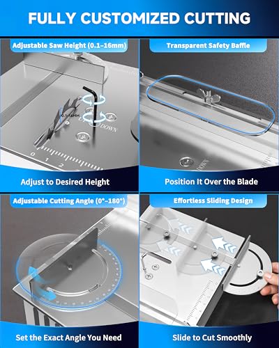 Mini Table Saw for Crafts; Multifunctional Portable Tablesaw
