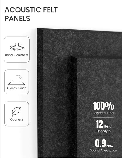 Felt Bulletin Board & Cork Board Alternative 36'' x 24'' (Charcoal Gray / 4-compartment 6-pack)
