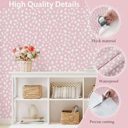 YT-XZ-04-Polka Dot Peel and Stick Wallpaper Black Pink Green Lepard Print