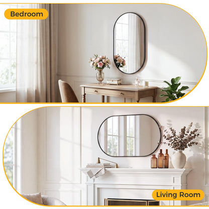 24" x 36" Oval Bathroom Mirror (Black / 24"L x 36"W / Oval)