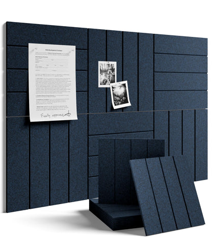 Felt Bulletin Board & Cork Board Alternative 36'' x 24'' (Carbon Blue / Bold-stripe 6-pack)