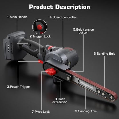 Brushless Cordless Detail Belt Sander Compatible with Milwaukee M18