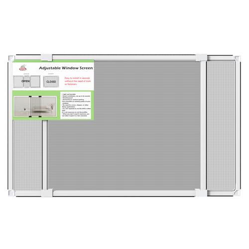 Adjustable Window Screen for Hung Windows (L(20" H x 28-52" W )- 1 Pack)