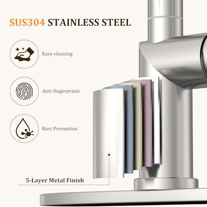 Kitchen Faucet with Pull Down Sprayer Kitchen Sink Faucets 2 Spray Modes 1 or 3 Hole Single Handle High Arc Stainless Steel