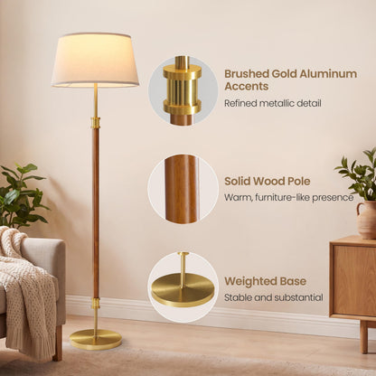 Mid Century Floor Lamp (Dimmable-Dark Walnut)