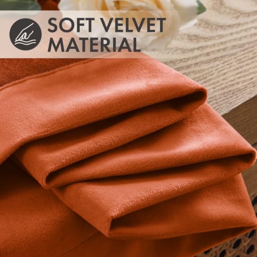 Fall Burnt Orange Velvet Curtains 4 Panels Set Back Tab 40" x 90" (Burnt Orange / 40"W x 90"L (Pack of 4))