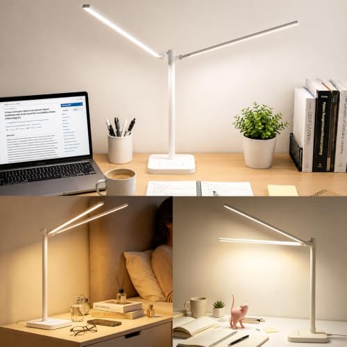 Desk Lamp for Office Home Dual Head 24W Swing Arm Reading Table Lamp