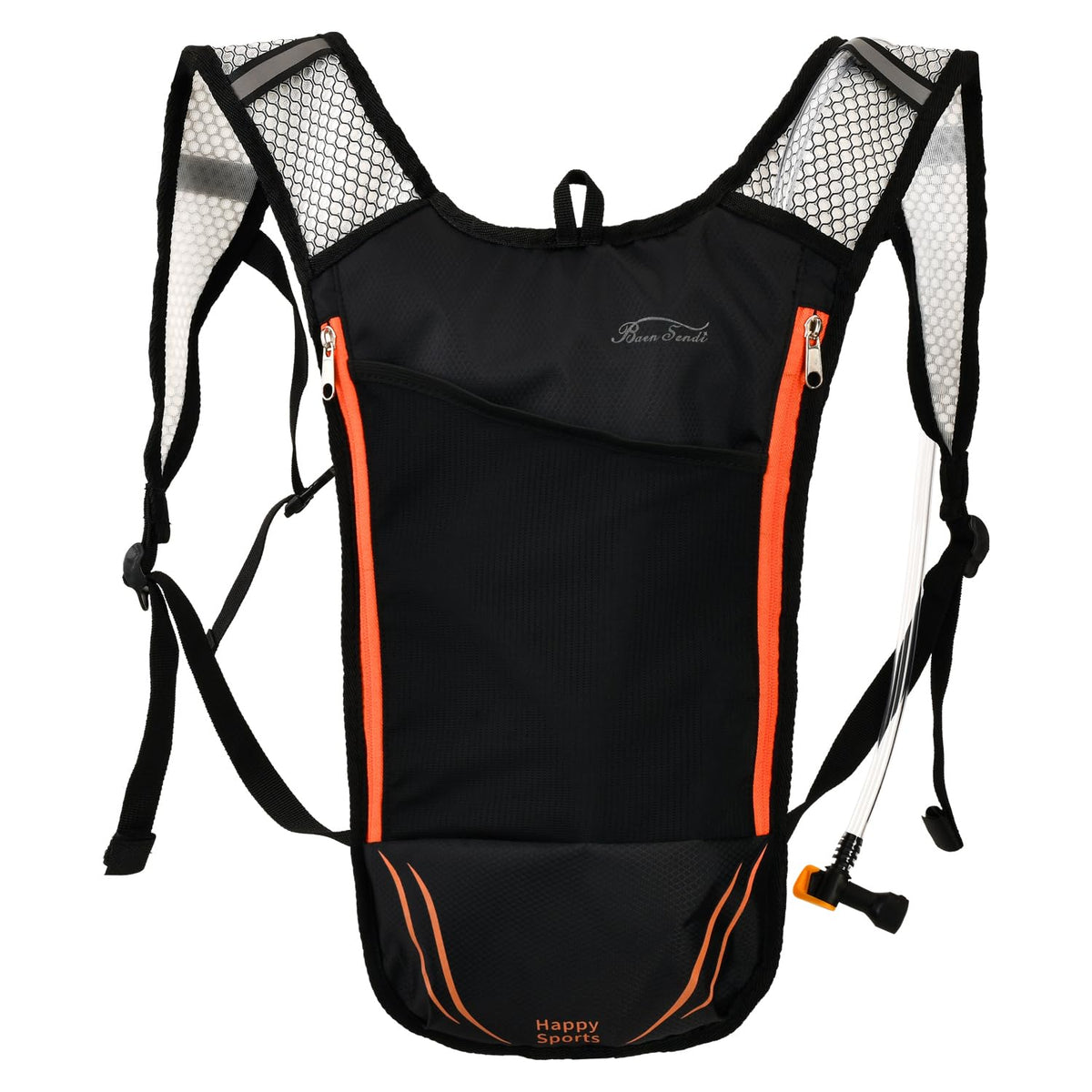 2 Pack Hydration Pack with 2L Backpack Water Bladder (Black with Orange Zipper (1 Pack))