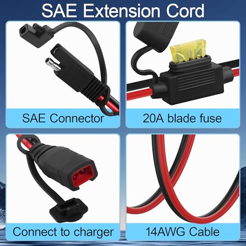 Heavy Duty 14AWG SAE Extension Cord for NOCO Geniu