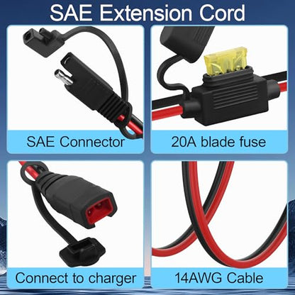 Heavy Duty 14AWG SAE Extension Cord for NOCO Geniu