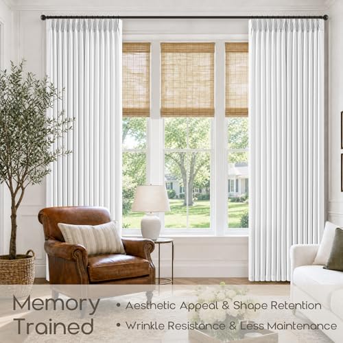 Snow White 80 Inch Pinch Pleat Semi Sheer Privacy Curtains 40x80 2 Panels (Snow White / 40"W x 80"L (Pack of 2))