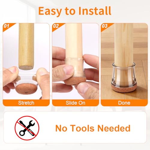 24 Pack Round Chair Leg Floor Protectors for Hardwood Floors (Clear-24pcs / Round X-Small)
